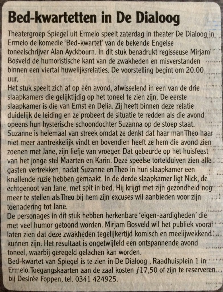 bedkwartet krant.