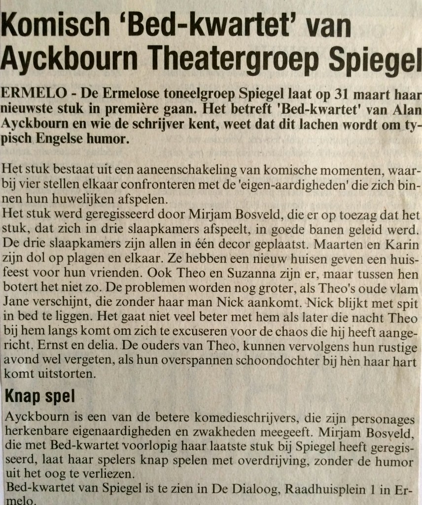 bedkwartet krant..